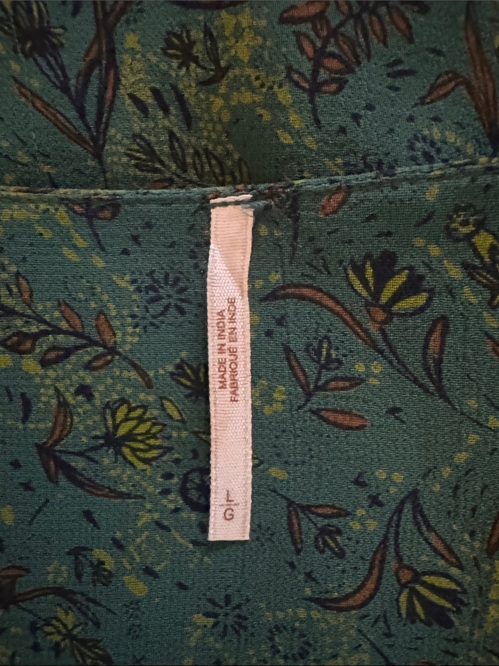 Free People Sheer Teal Green Printed V-Neck Tie-Front Blouse - Picture 8 of 9